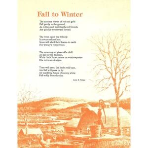 Fall To Winter Linn E Nolen 1980s Poem Retro Kitsch Wall Art SE6